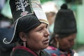 Unidentified indigenous native Quechua woman with traditional tribal clothing and hat, at the Tarabuco Sunday Market, Bolivia Royalty Free Stock Photo